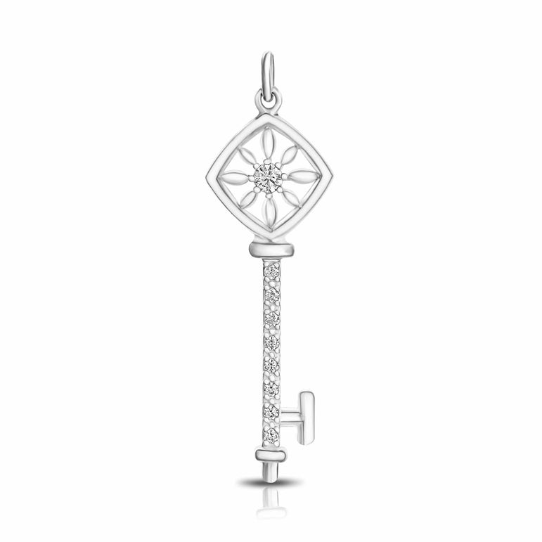 Square Compass Key Sterling Silver Pendant Pendant
