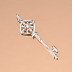 Square Compass Key Sterling Silver Pendant Pendant