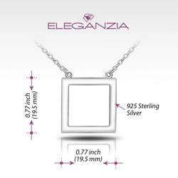 Open Square Sterling Silver Necklace with Pendant Pendant Necklace