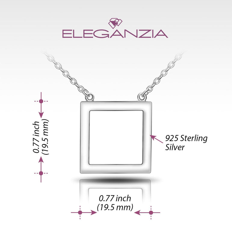 Open Square Sterling Silver Necklace with Pendant Pendant Necklace