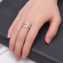 Open Square Sterling Silver Rings Jewelry Ring