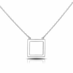 Open Square Sterling Silver Necklace with Pendant Pendant Necklace