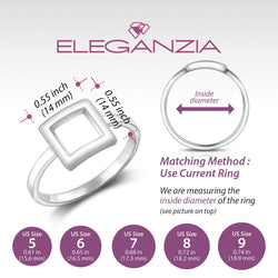 Open Square Sterling Silver Rings for Women