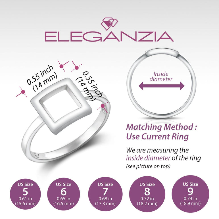 Open Square Sterling Silver Rings for Women