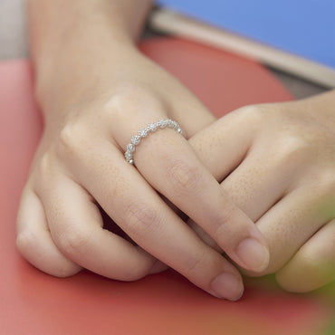 CZ Bead Sterling Silver Stackable Rings Ring