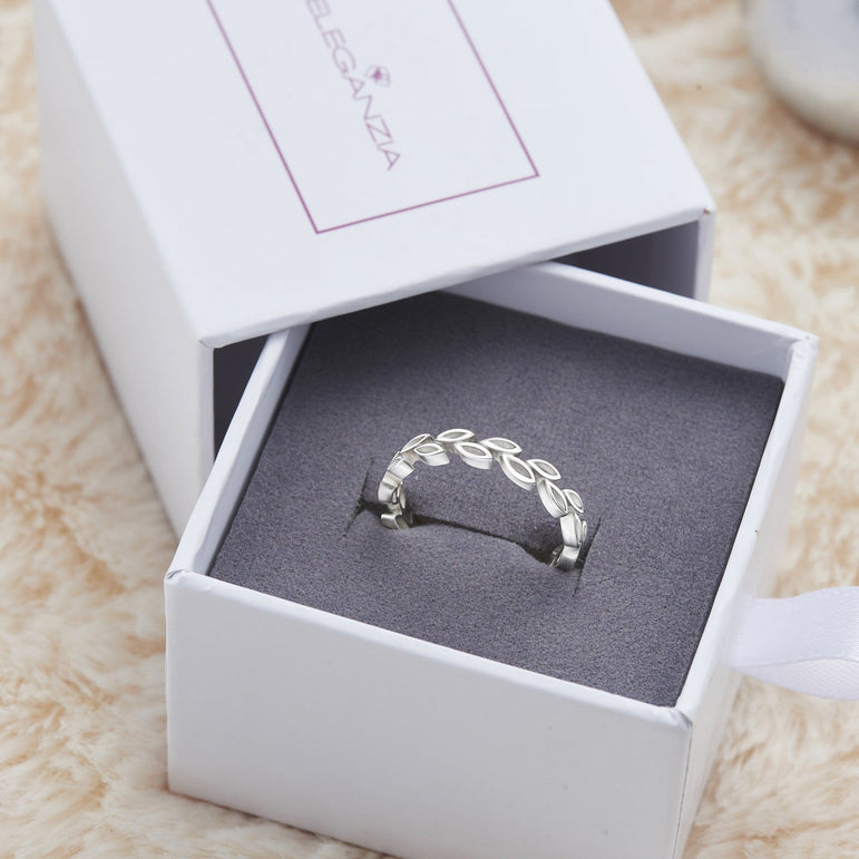Leaf Band Sterling Silver Stackable Rings Stacking Ring