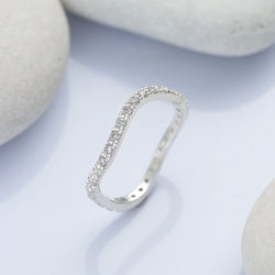 Sterling Silver Wave Rings, CZ Stackable Rings Stacking Ring