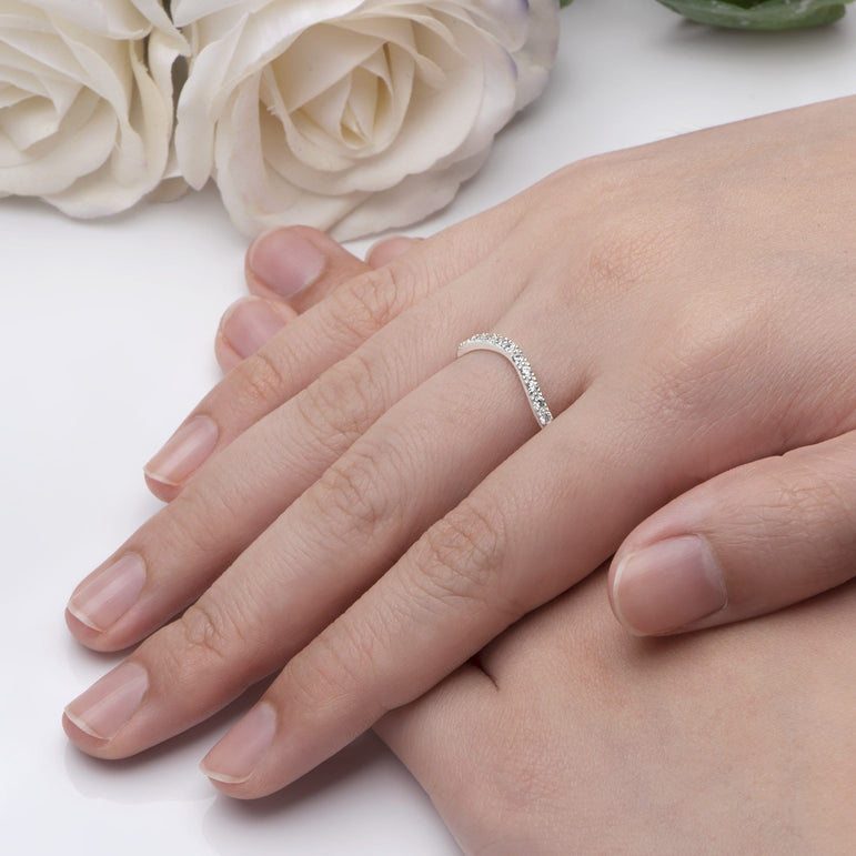 Sterling Silver Wave Rings, CZ Stackable Rings Stacking Ring