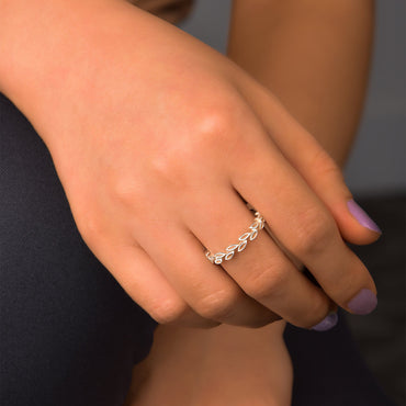 Leaf Band Sterling Silver Stackable Rings Stacking Ring