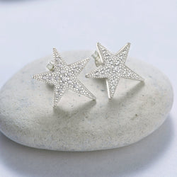 CZ Star Earrings, Sterling Silver Stud Earrings Stud Earrings
