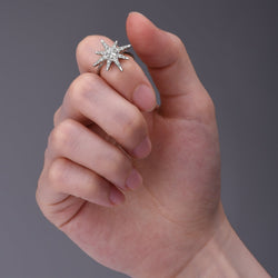 CZ Falling Star Jewelry Silver Ring Adjustable Ring
