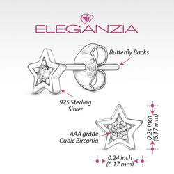 CZ Star Stud Earrings Sterling Silver Stud Earrings
