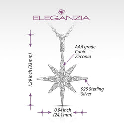 Celestial 8 Pointed Star Necklace Silver Pendant Necklace