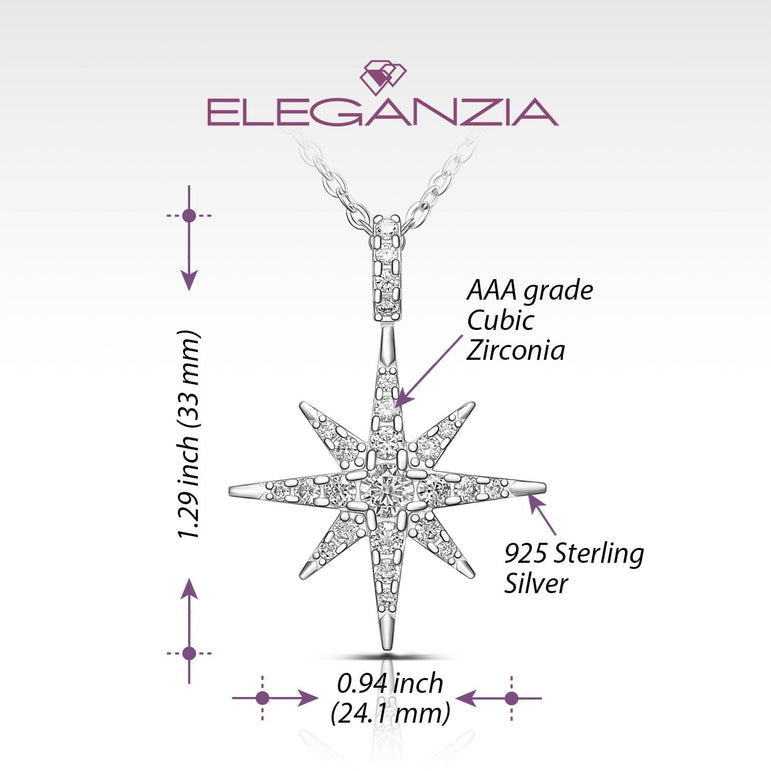 Celestial 8 Pointed Star Necklace Silver Pendant Necklace