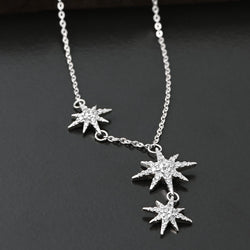 CZ Falling Star Necklace Silver Star Jewelry Pendant Necklace