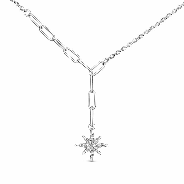 Falling Star Necklace Link Chain Silver Lariat Necklace Pendant Necklace
