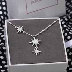CZ Falling Star Necklace Silver Star Jewelry Pendant Necklace