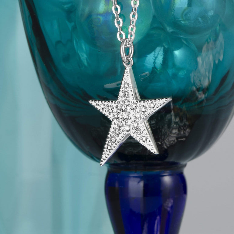 Sterling Silver Star Necklace, Lucky Star Jewelry Pendant Necklace Pendant + Chain
