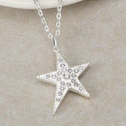 Sterling Silver Star Necklace, Lucky Star Jewelry Pendant Necklace Pendant + Chain