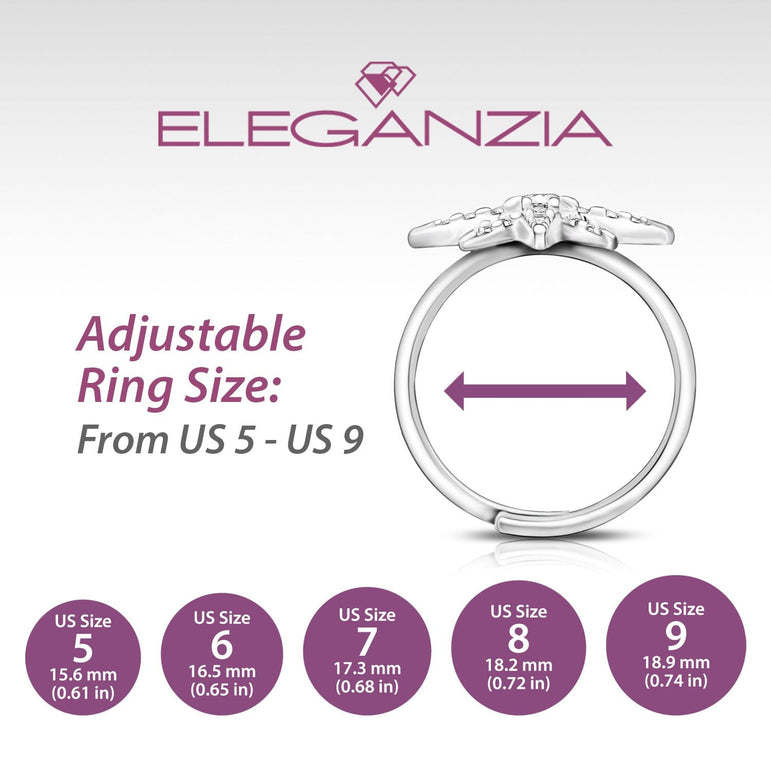 CZ Falling Star Jewelry Silver Ring Adjustable Ring