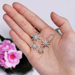 CZ Falling Star Jewelry Silver Dangle Earrings Drop Earrings