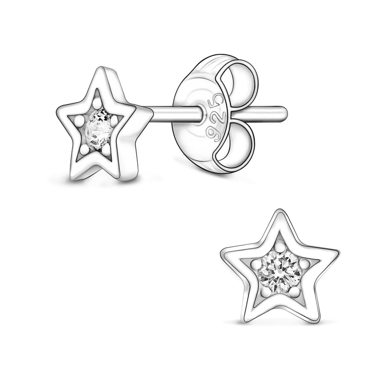 CZ Star Stud Earrings Sterling Silver Stud Earrings