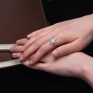 CZ Falling Star Jewelry Silver Ring Adjustable Ring