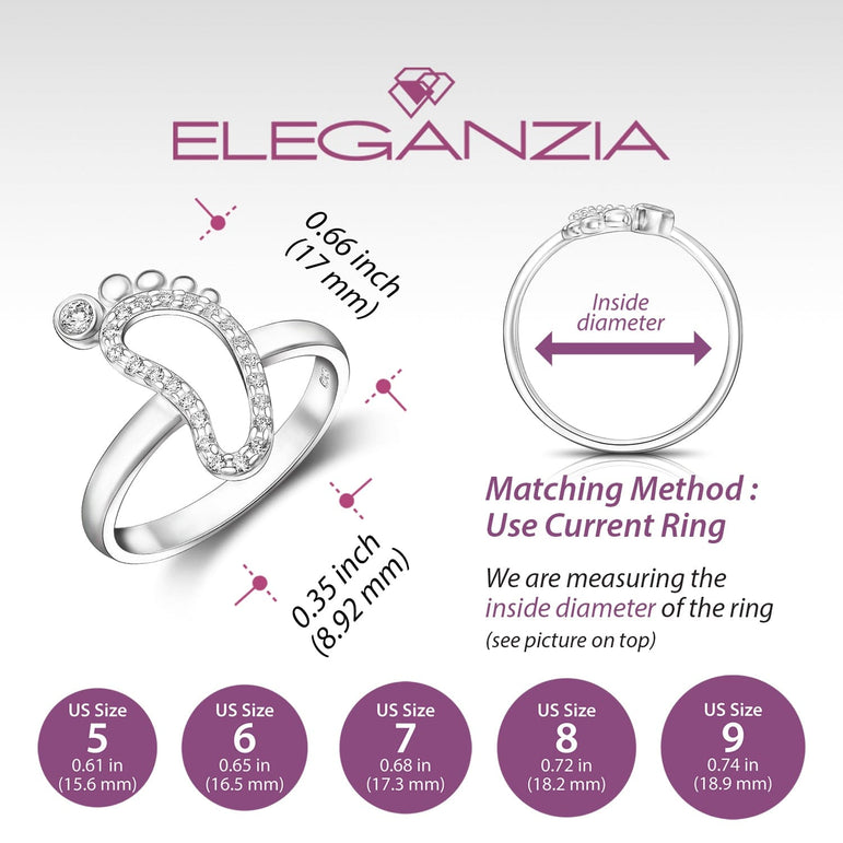 CZ Baby Feet Ring Sterling Silver Ring