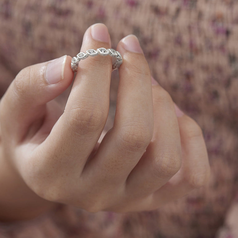 CZ Leaf Crown Sterling Silver Stackable Ring Ring