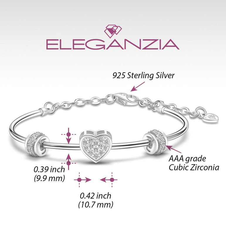 Petite Sterling Silver Heart Bangle Bracelets Bangle