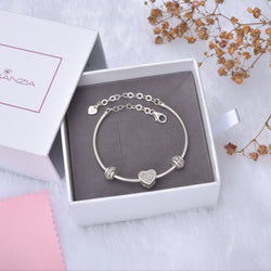 Petite Sterling Silver Heart Bangle Bracelets Bangle