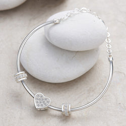 Petite Sterling Silver Heart Bangle Bracelets Bangle
