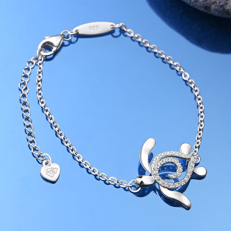 CZ Spiral Shell Turtle Sterling Silver Bracelet Bracelet