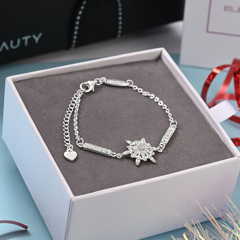 Frozen Winter CZ Snowflake Bracelet Sterling Silver Bracelet
