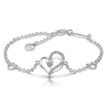 Eternity Double Heart Bracelet Sterling Silver Bracelet