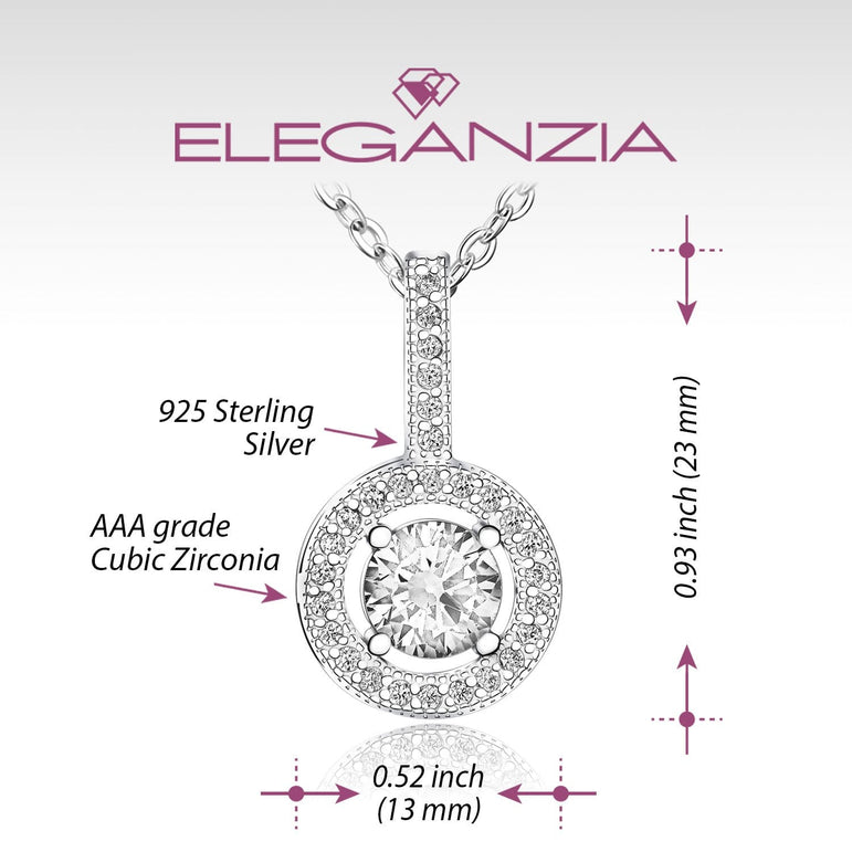 Classic CZ Drop Pendant Necklaces Sterling Silver Pendant Necklace