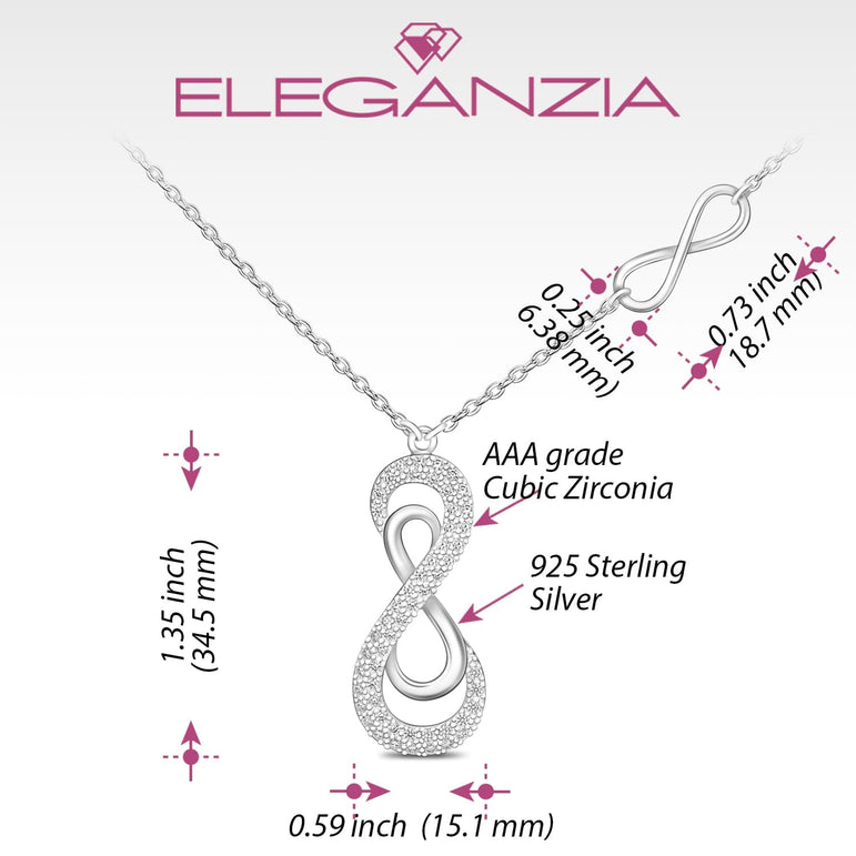 Vertical Double Infinity Necklace Sterling Silver Pendant Necklace