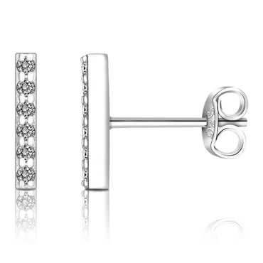 CZ Bar Earrings Silver Stud Earrings Stud Earrings