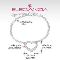 Sparkling CZ Open Heart Bracelet Silver Adjustable Bracelet Bracelet