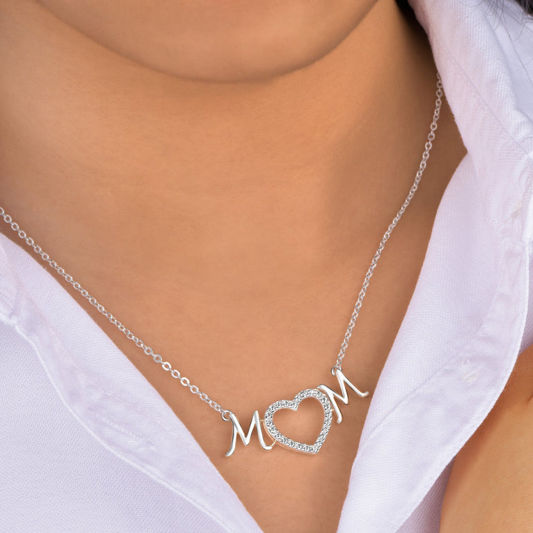 Mother Heart Necklace Sterling Silver Pendant Necklace