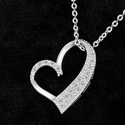 Sterling Silver Open Heart Necklace Pendant Necklace Pendant + Chain