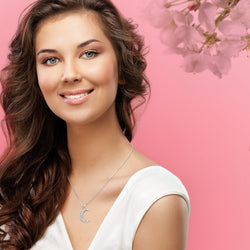 Silver Crescent Moon Necklace Pendant Necklace Pendant + Chain
