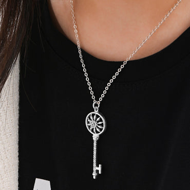 Circle Compass Key Pendant Silver Pendant