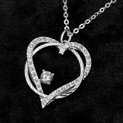 Circle Interlocked Heart Necklace Sterling Silver Pendant Necklace Pendant + Chain