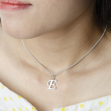 Simple Initial Sterling Silver Pendants, 26 Alphabets Pendant Necklace