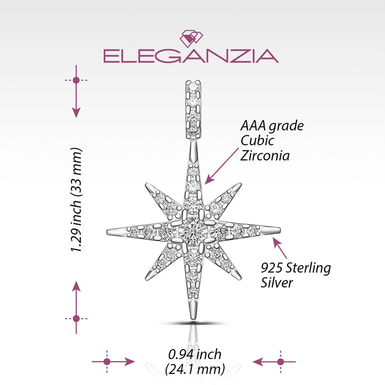 Celestial 8 Pointed Star Jewelry Silver Pendant Pendant