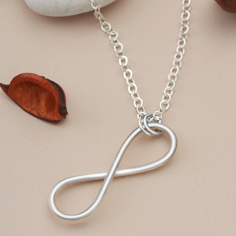 Men Sterling Silver Infinity Necklace Pendant Necklace