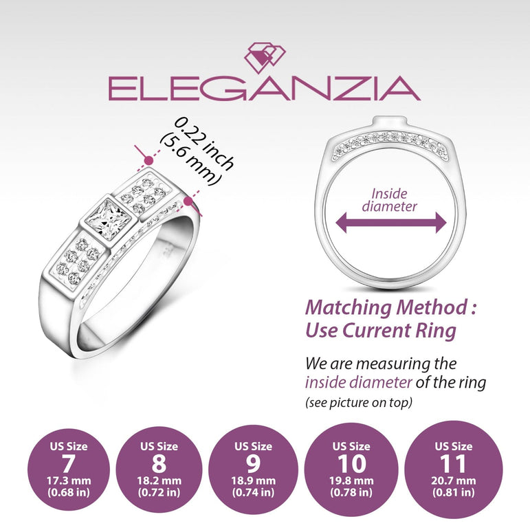 Sterling Silver Princess Cut Engagement Rings for Men Promise Ring