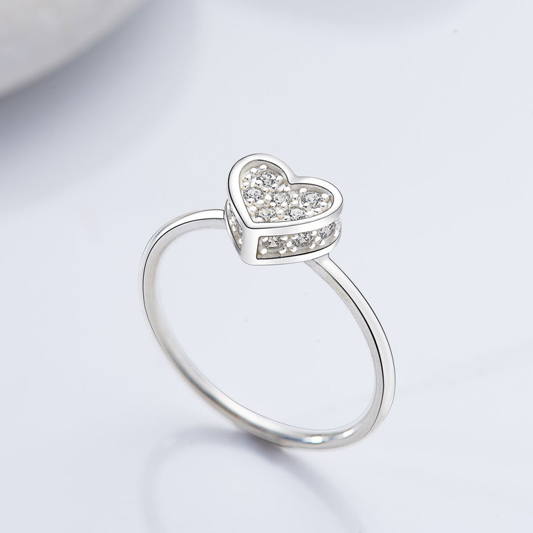 Petite Sterling Silver Heart Rings Ring