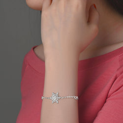 CZ Winter Star Snowflake Bracelet Silver Bracelet